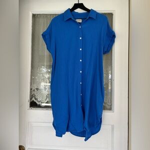 Universal Thread Vibrant Blue Textured Shirt Dress